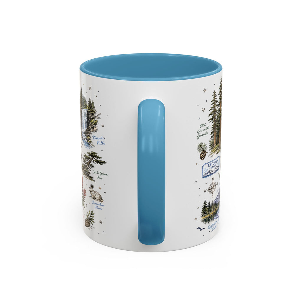 Mount Rainier Coffee Mug | National Park Hiking Washington Gift | Accent Color Ceramic 11oz 15oz