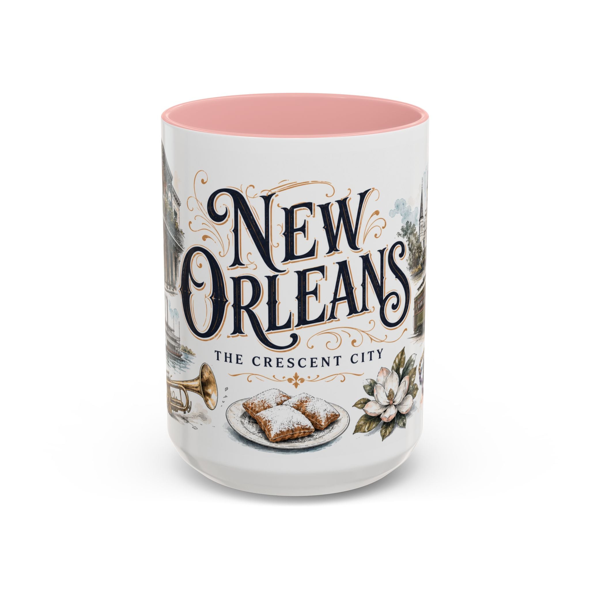 New Orleans Coffee Mug | United States Travel Souvenir | Vintage Illustrated City Gift | 11 oz 15 oz Accent Mug