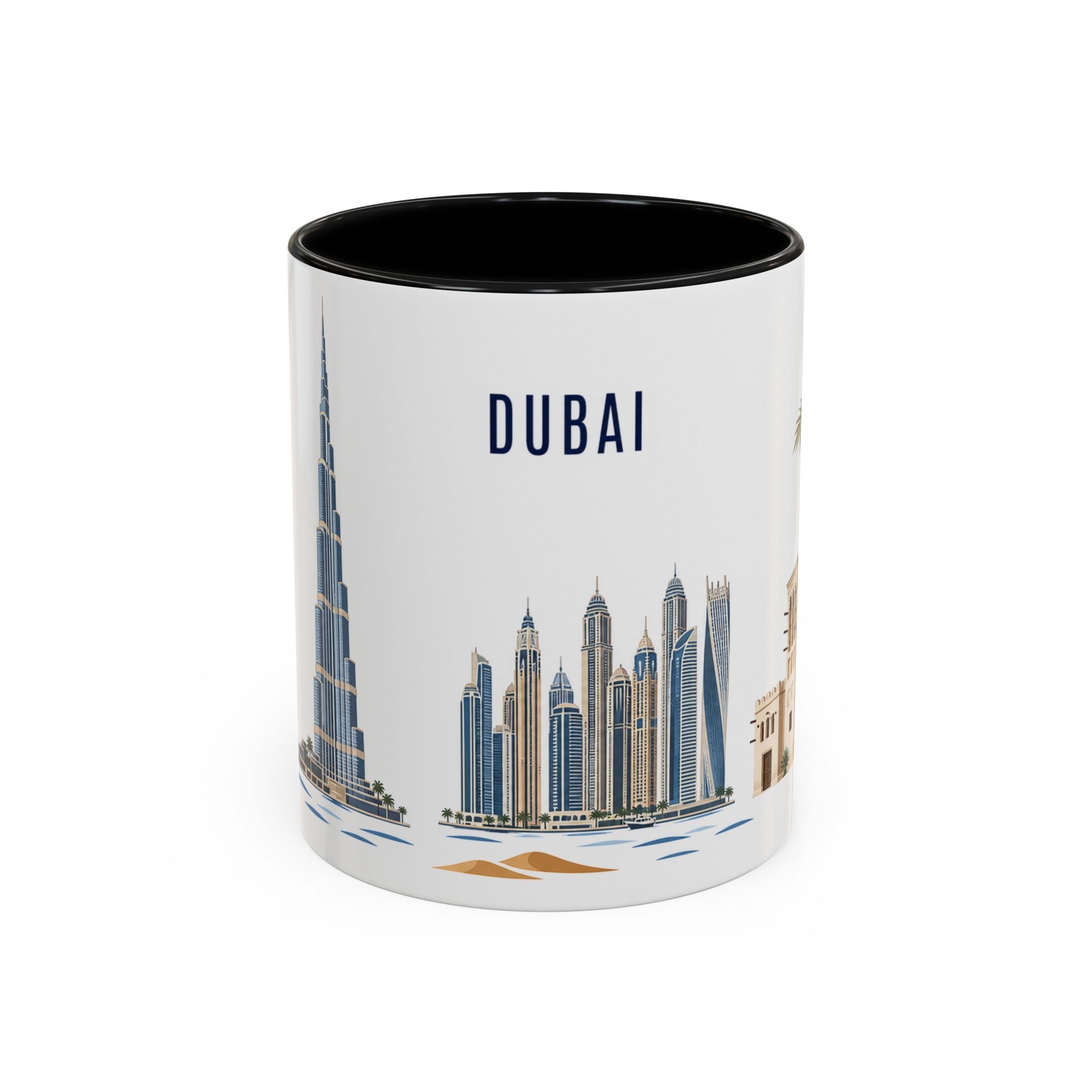 Dubai Coffee Mug | United Arab Emirates Travel Souvenir | Porcelain Decal City Gift | 11oz 15oz Accent Mug