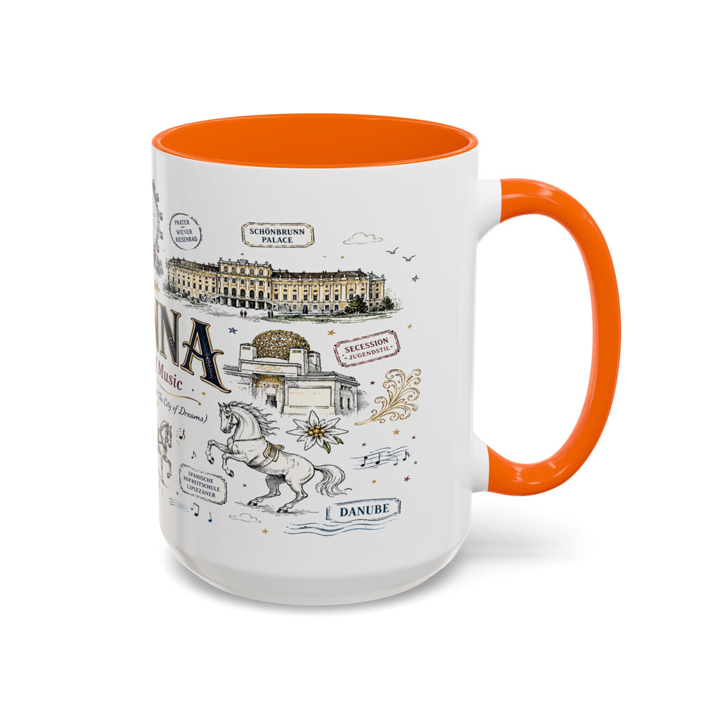 Vienna Coffee Mug | Austria Souvenir Travel Gift | Accent Color Ceramic 11oz 15oz