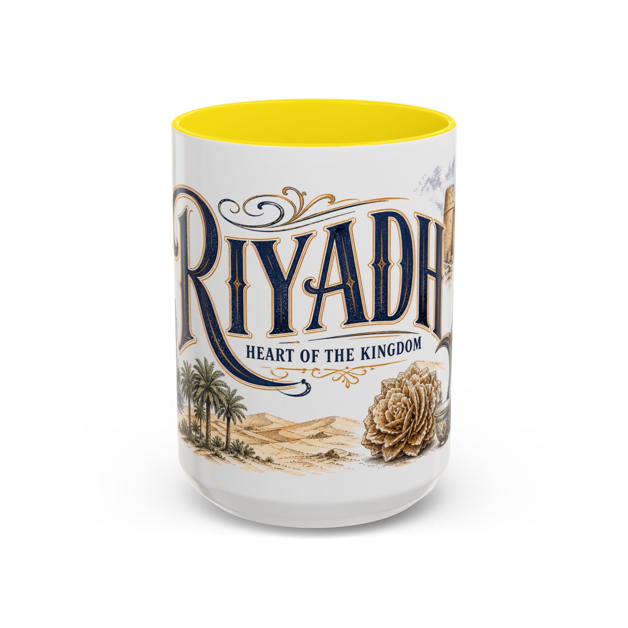 Riyadh Coffee Mug | Saudi Arabia Travel Souvenir | Vintage Illustrated City Gift | 11 oz 15 oz Accent Mug