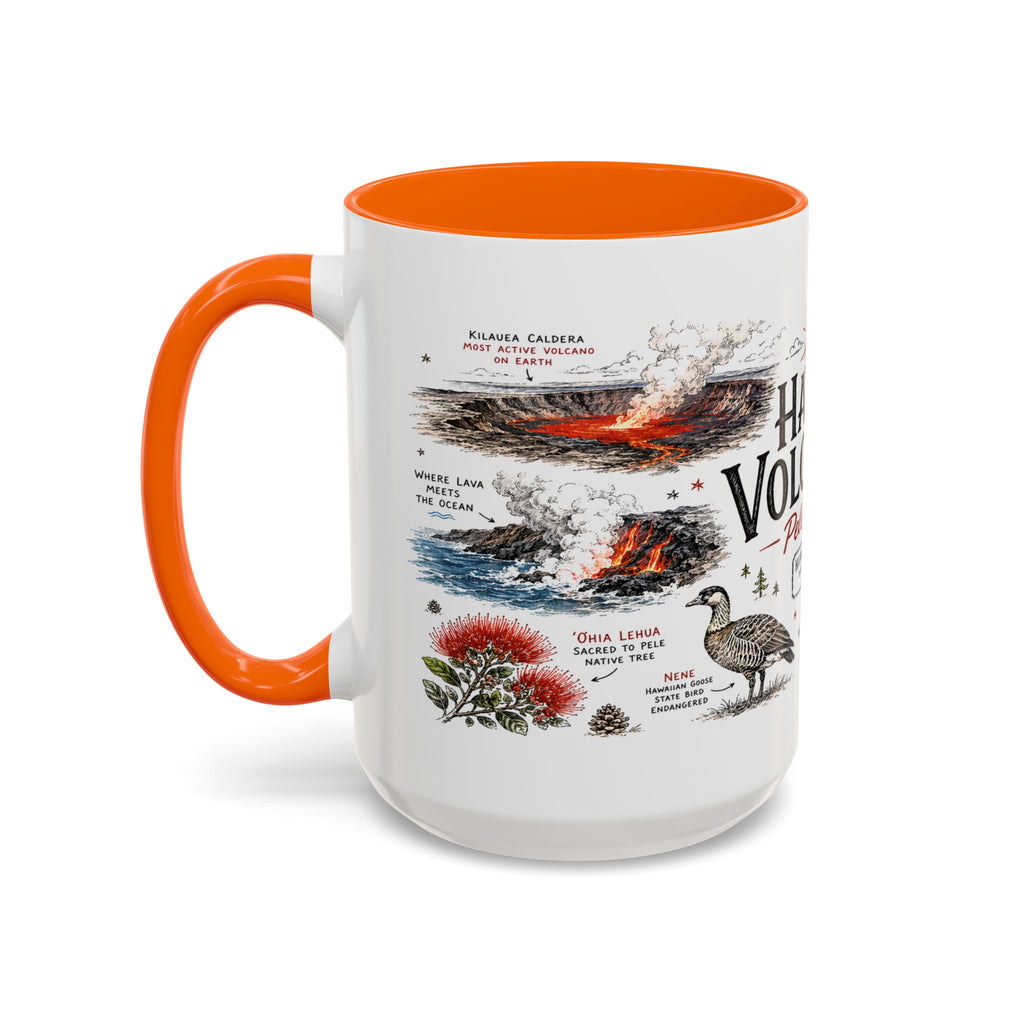 Hawaii Volcanoes National Park Coffee Mug | Hawaii Big Island Lava Volcano Gift | Accent Color Ceramic 11oz 15oz