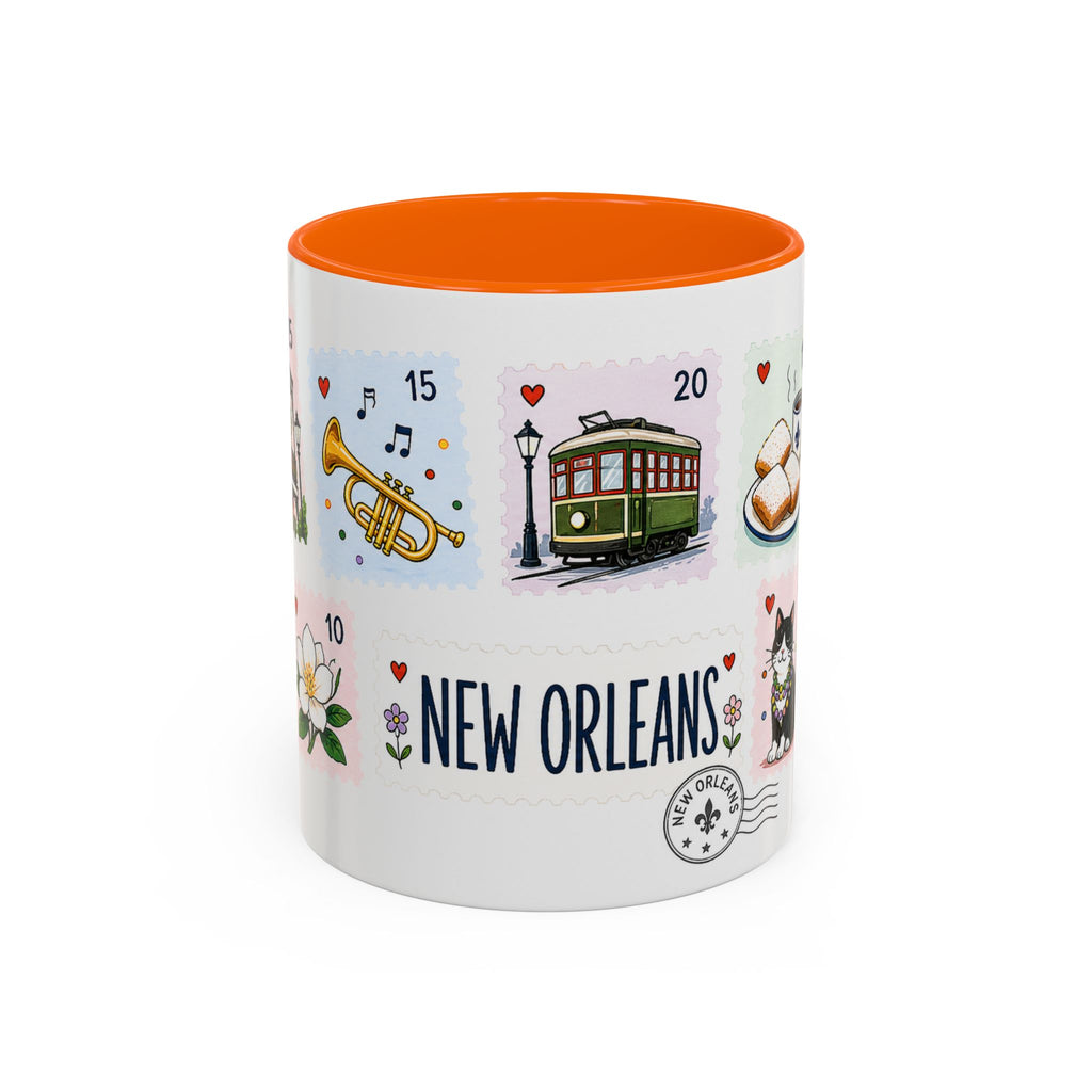New Orleans Coffee Mug | Postage Stamp Collage Mug | Travel Souvenir Accent Cup 11oz 15oz