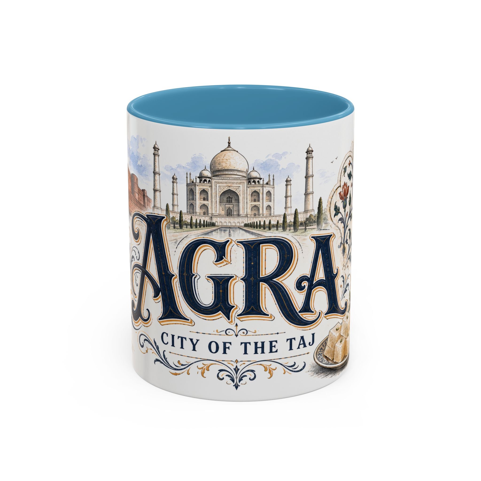 Agra Coffee Mug | India Travel Souvenir | Vintage Illustrated City Gift | 11 oz 15 oz Accent Mug