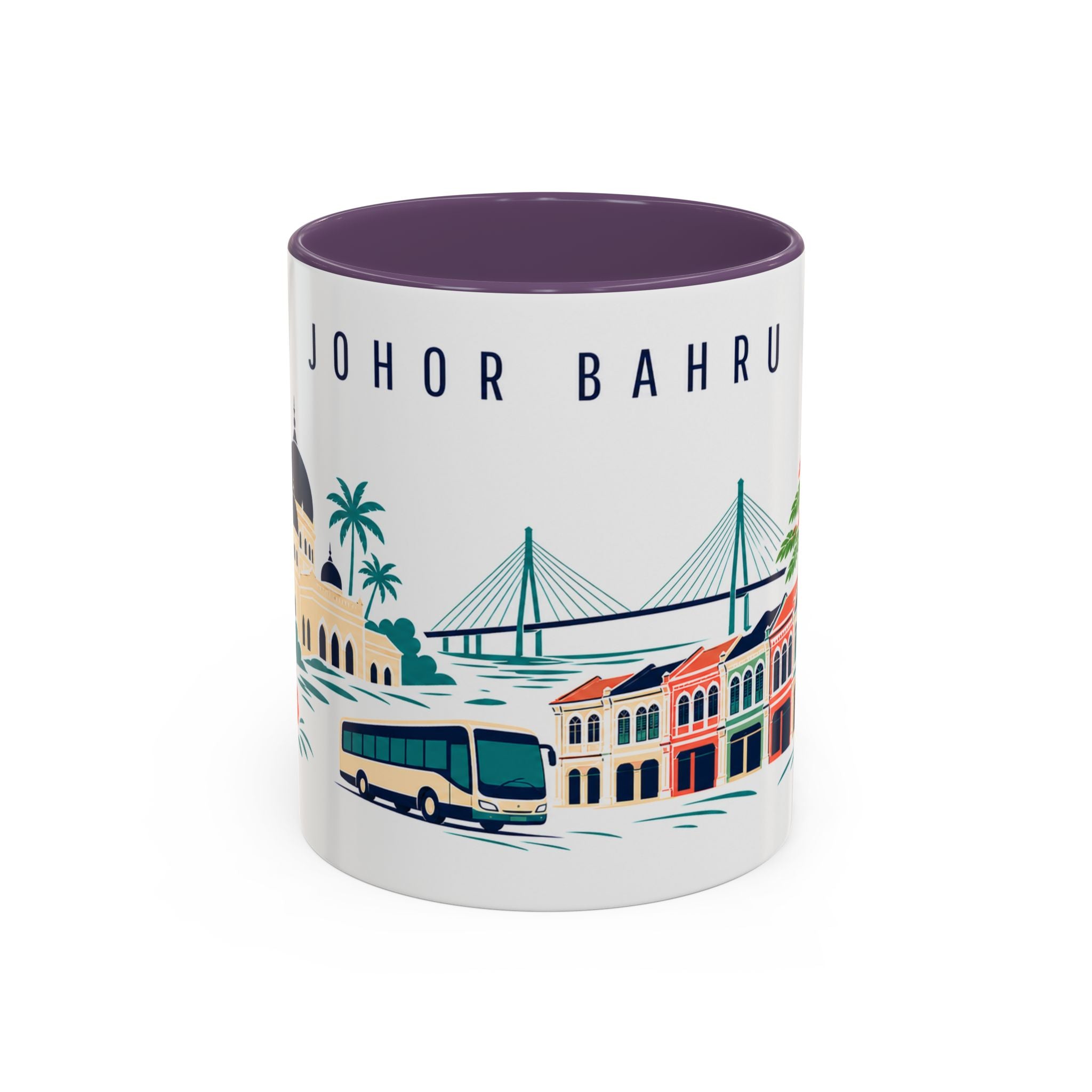 Johor Bahru Coffee Mug | Malaysia Travel Souvenir | Porcelain Decal City Gift | 11oz 15oz Accent Mug