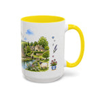 Bibury Illustrated Travel Mug | England Souvenir Accent Coffee Mug | 11oz 15oz Ceramic Cup