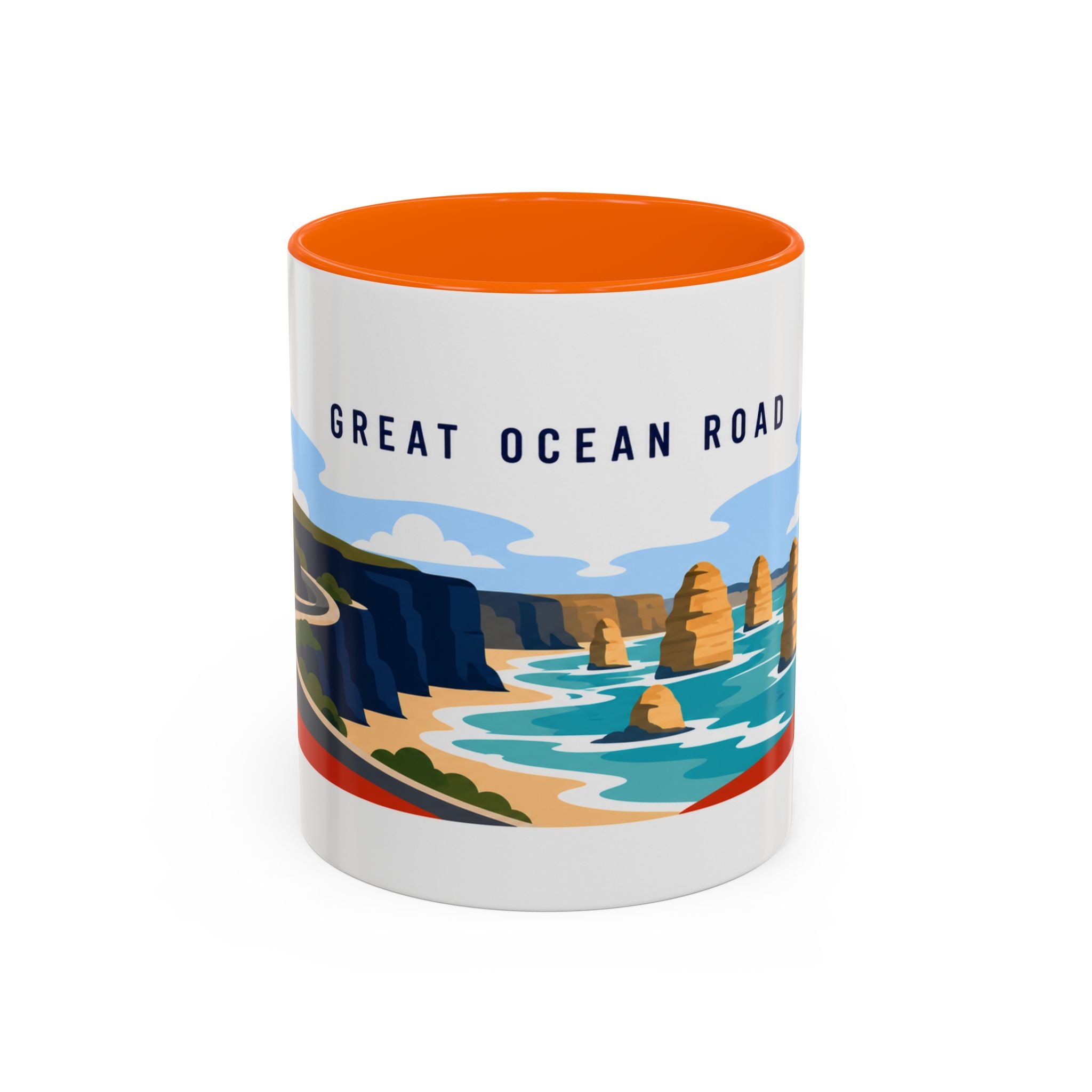 Great Ocean Road Coffee Mug | Travel Destination Souvenir Gift | Accent Color Ceramic 11oz 15oz