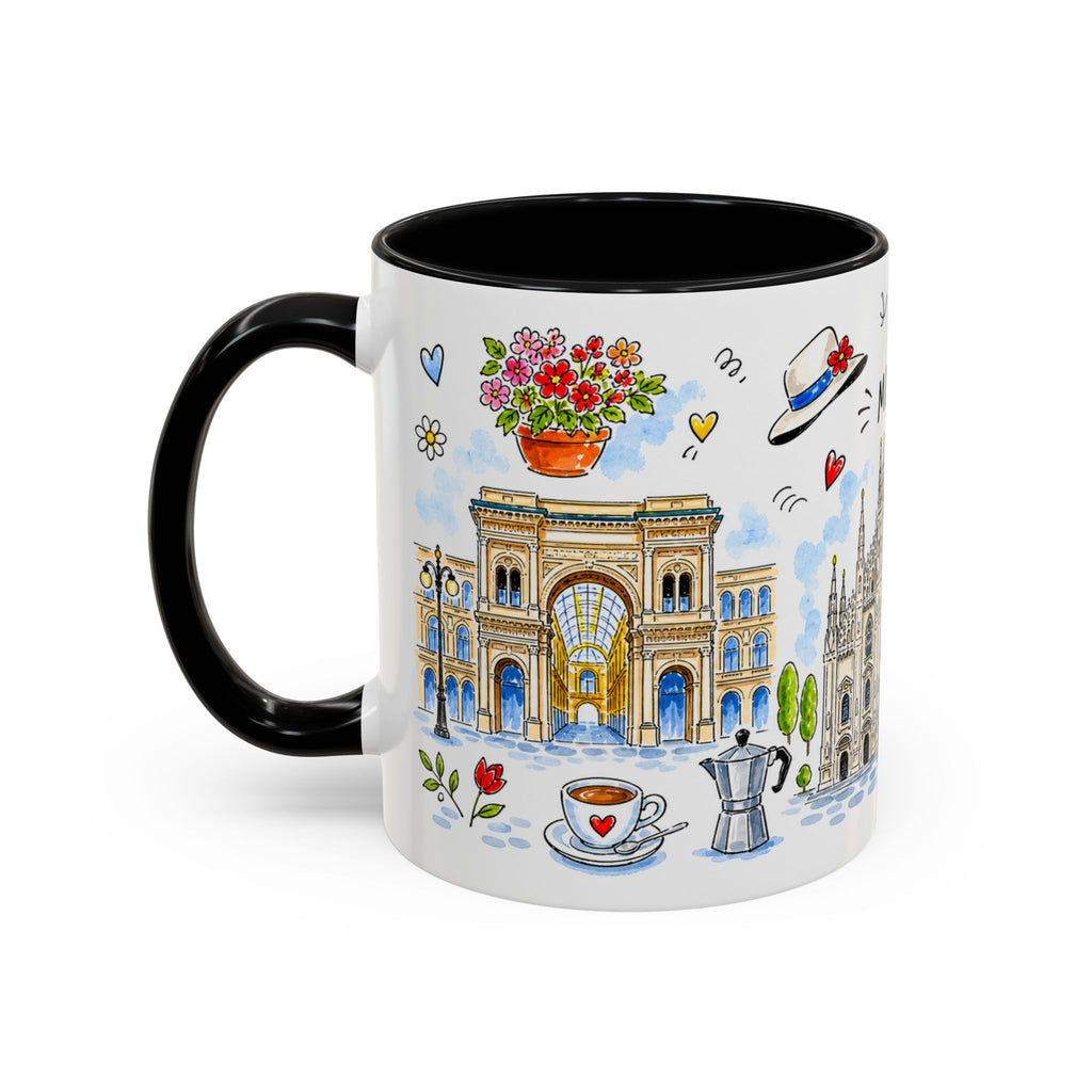 Milan Travel Mug | European City Souvenir Accent Coffee Mug | 11oz 15oz Ceramic Cup