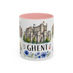 Ghent Illustrated Travel Mug | City Souvenir Accent Coffee Mug | 11oz 15oz Ceramic Cup