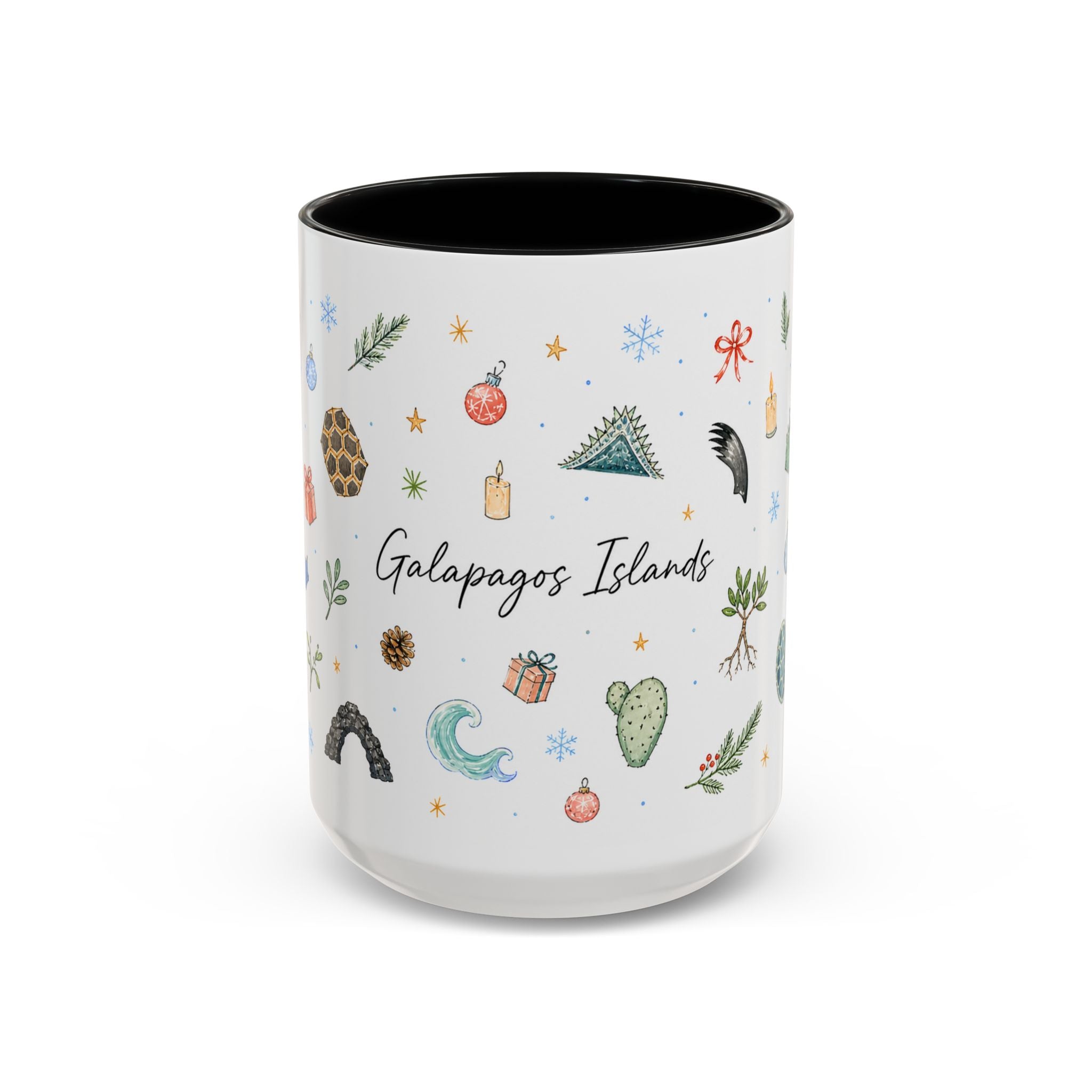 Galapagos Islands Christmas Mug | Watercolor Travel Souvenir | Holiday Gift | Accent Ceramic Coffee Cup 11oz 15oz