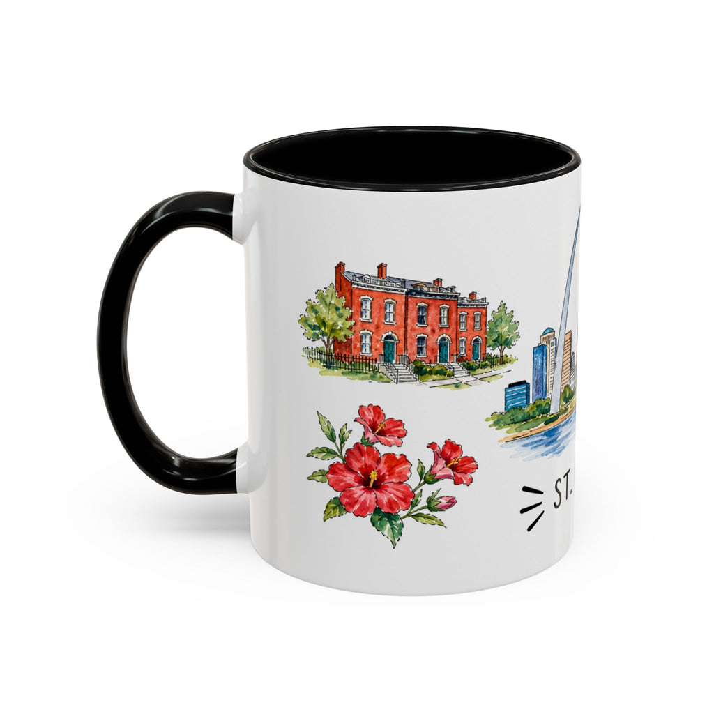 St. Louis Illustrated Travel Mug | City Souvenir Accent Coffee Mug | 11oz 15oz Ceramic Cup
