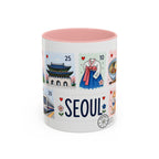 Seoul Coffee Mug | Postage Stamp Collage Mug | Travel Souvenir Accent Cup 11oz 15oz