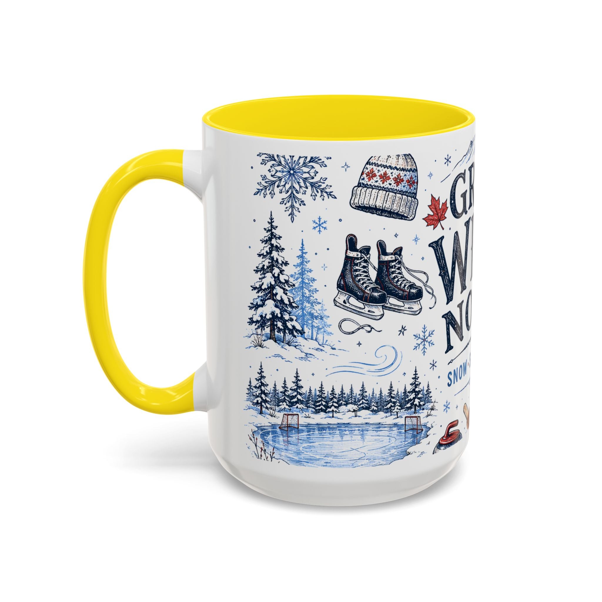 Great White North Coffee Mug | Canadian Pride Gift | Accent Color Ceramic 11oz 15oz