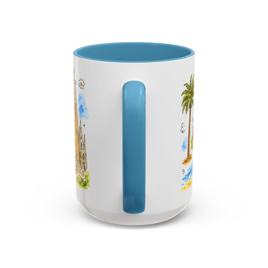 Barcelona Travel Mug | European City Souvenir Accent Coffee Mug | 11oz 15oz Ceramic Cup