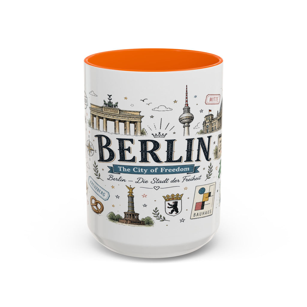 Berlin Coffee Mug | Germany Souvenir Travel Gift | Accent Color Ceramic 11oz 15oz