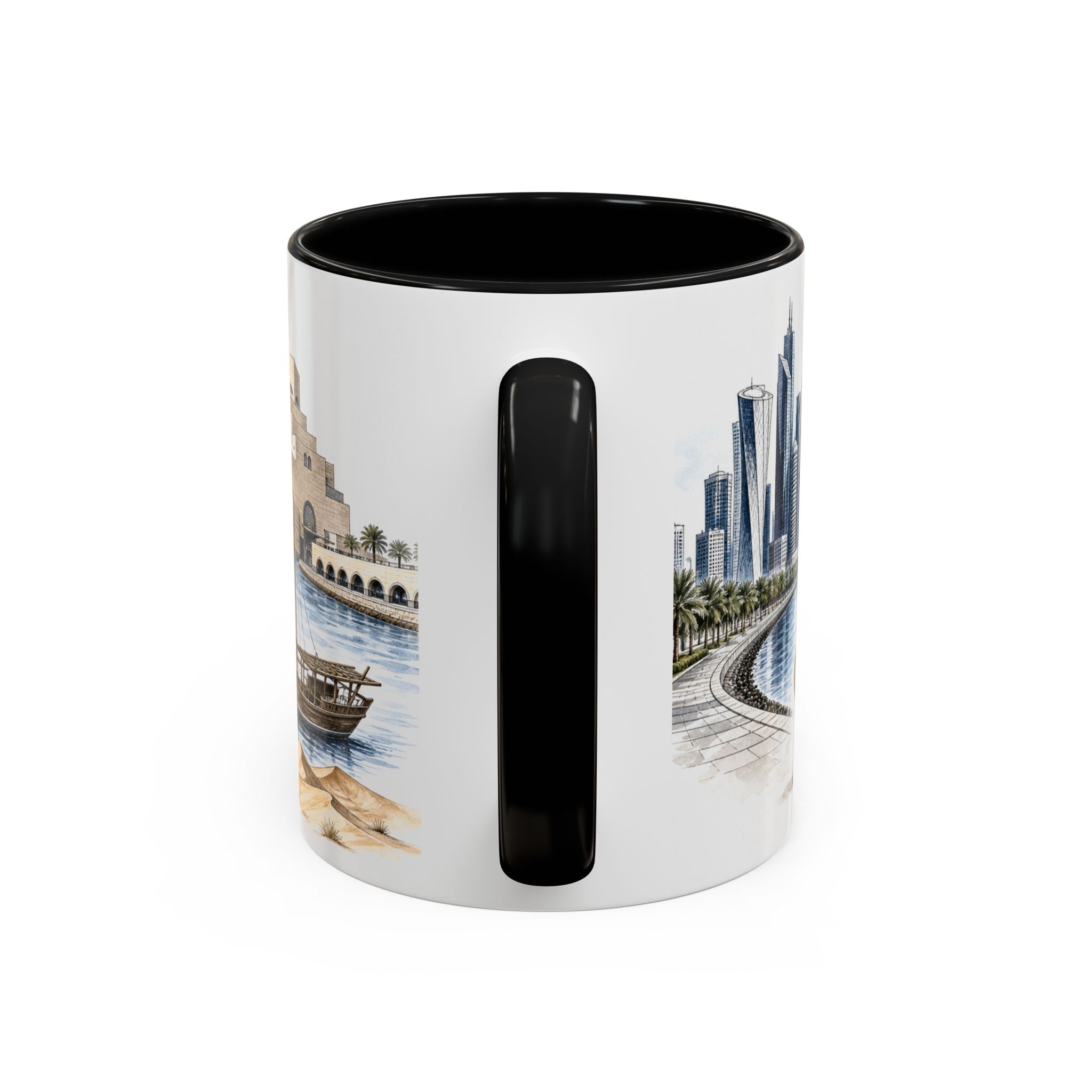 Doha Coffee Mug | Qatar Travel Souvenir | Vintage Illustrated City Gift | 11 oz 15 oz Accent Mug