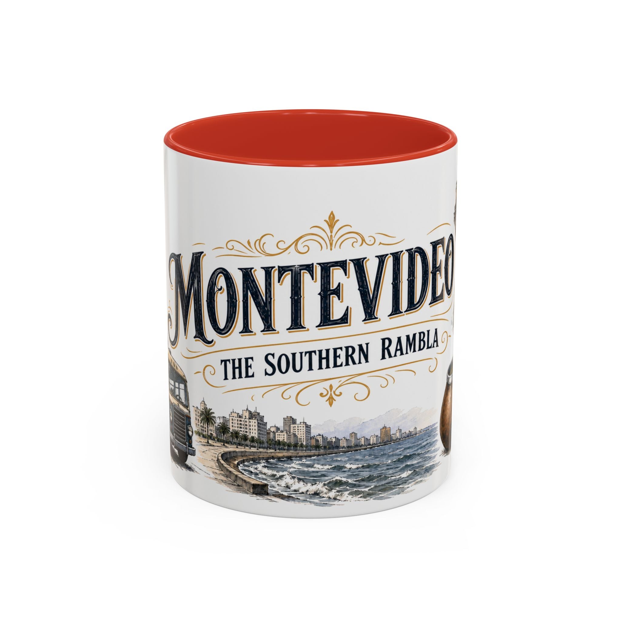 Montevideo Coffee Mug | Uruguay Travel Souvenir | Vintage Illustrated City Gift | 11 oz 15 oz Accent Mug