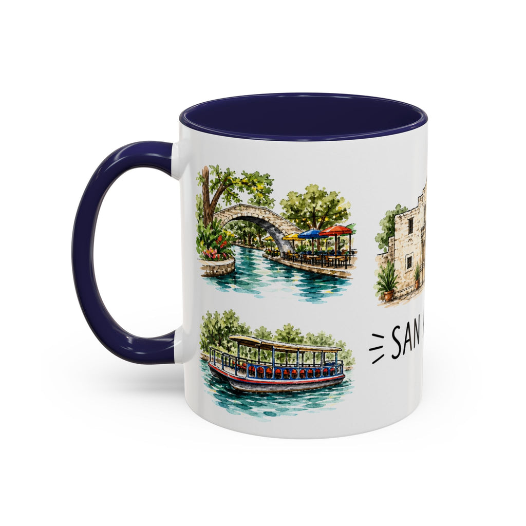 San Antonio Illustrated Travel Mug | City Souvenir Accent Coffee Mug | 11oz 15oz Ceramic Cup