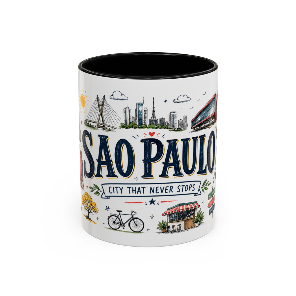 Sao Paulo Coffee Mug | Brazil Souvenir Travel Gift | Accent Color Ceramic 11oz 15oz