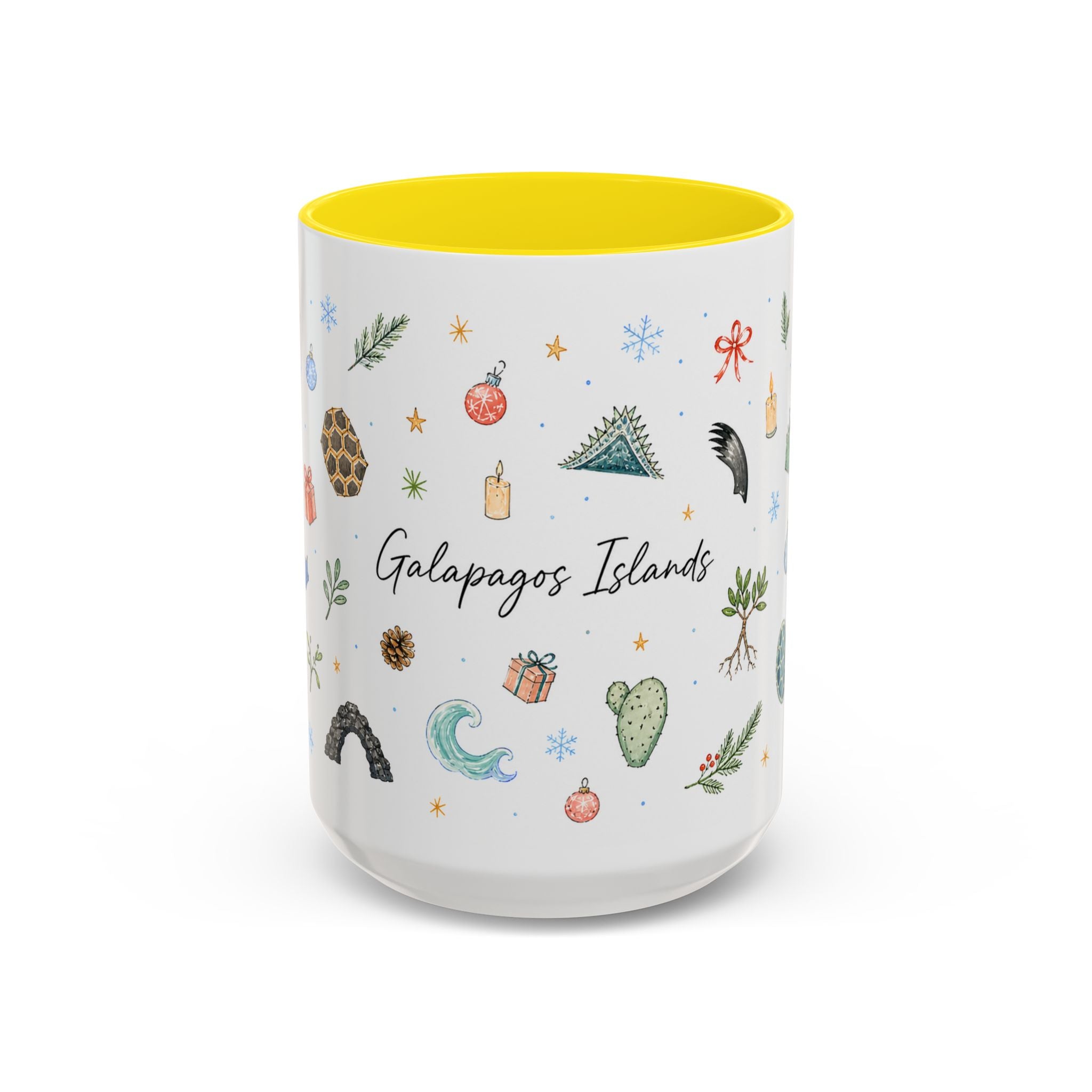 Galapagos Islands Christmas Mug | Watercolor Travel Souvenir | Holiday Gift | Accent Ceramic Coffee Cup 11oz 15oz