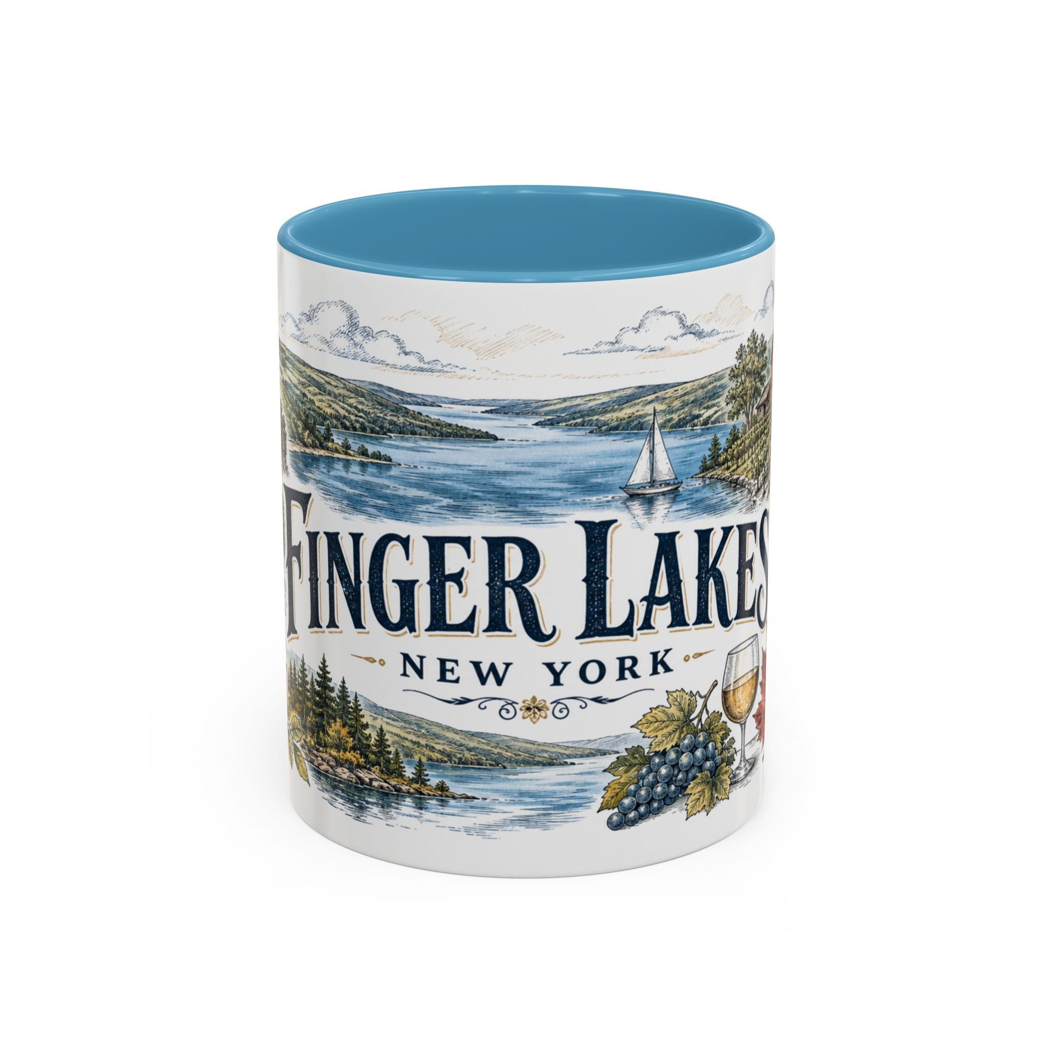 Finger Lakes Mug, New York Travel Souvenir, Bucket List Gift, Accent Ceramic Coffee Mug 11oz 15oz
