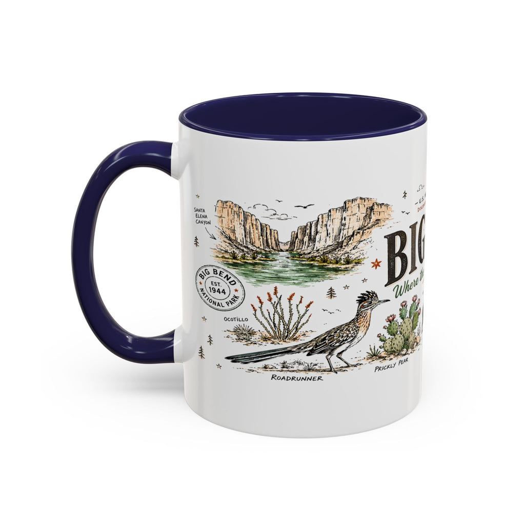 Big Bend National Park Coffee Mug | Texas Desert River Canyon Hiking Gift | Accent Color Ceramic 11oz 15oz