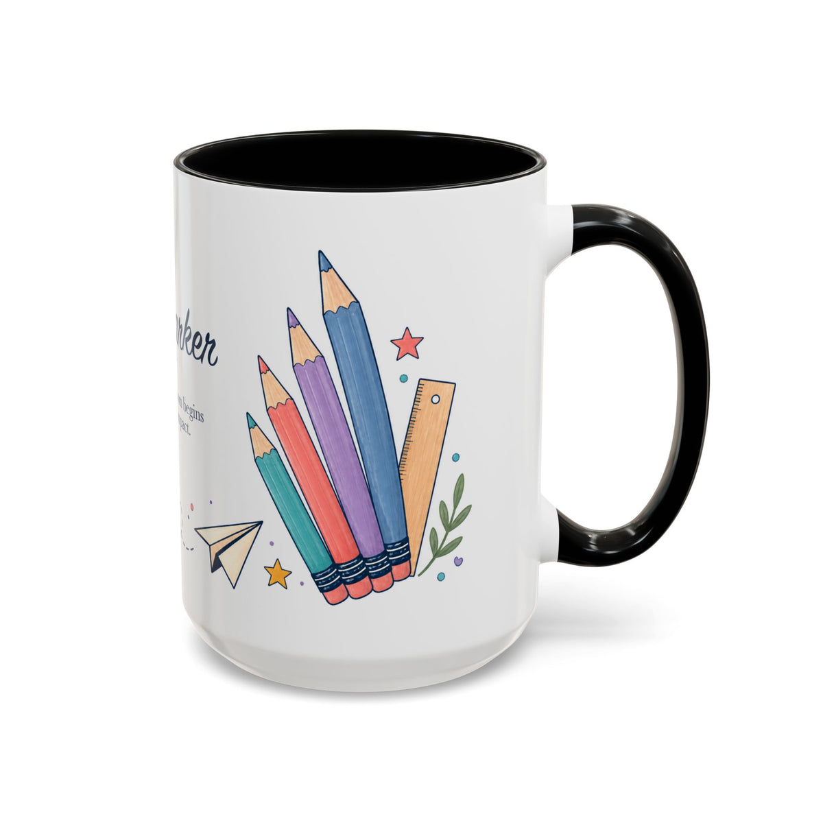 Personalized First Year Teacher Mug | Custom Name Pencil Coffee Cup
