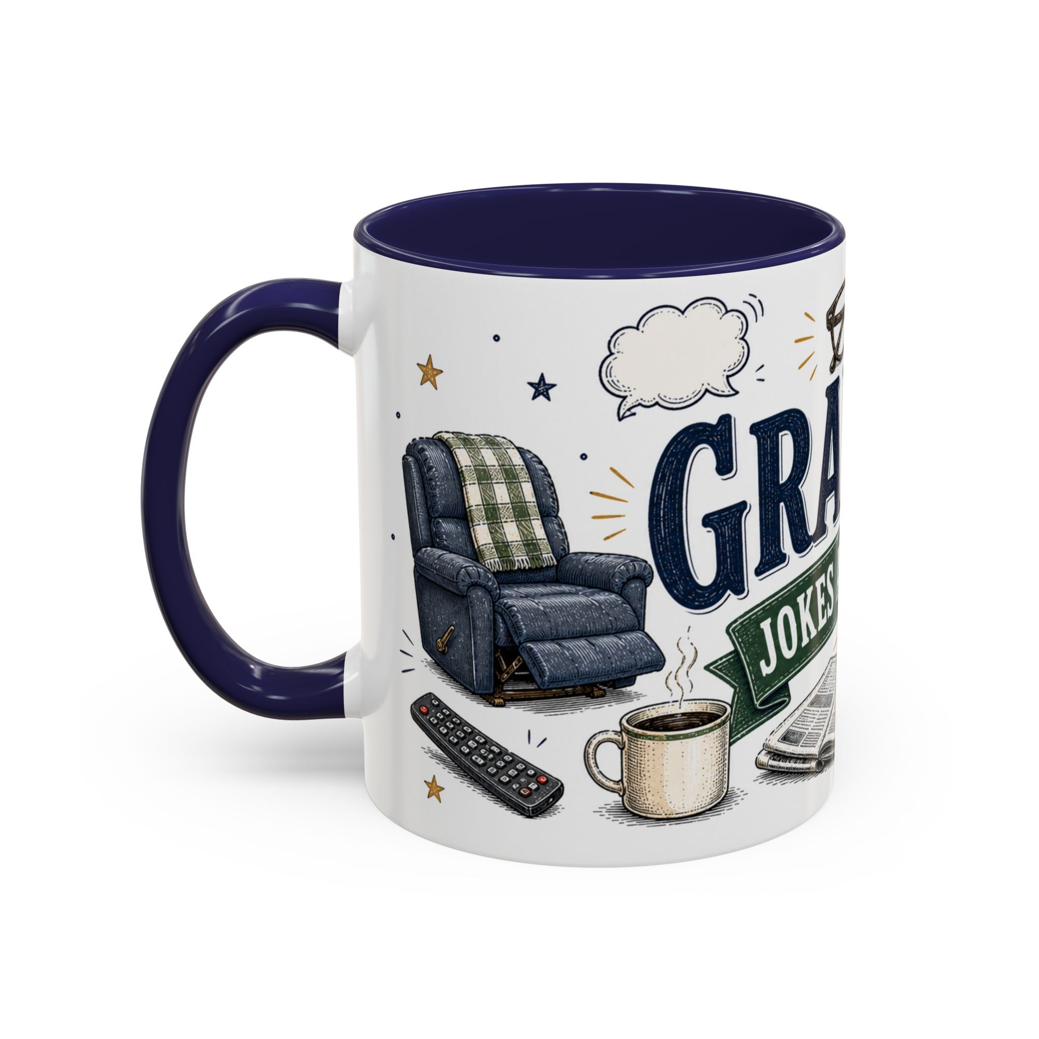 Grandpa's Jokes Are Legendary Coffee Mug | Funny Gift From Grandkids | Accent Ceramic 11oz 15oz
