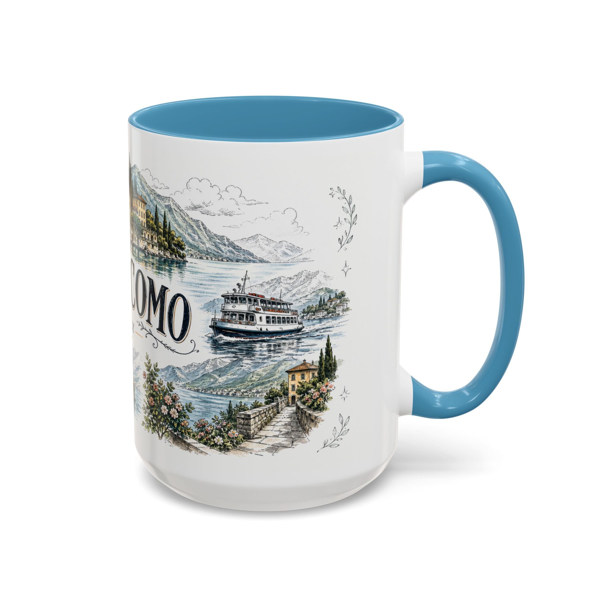 Lake Como Mug, Italy Travel Souvenir, Bucket List Gift, Accent Ceramic Coffee Mug 11oz 15oz