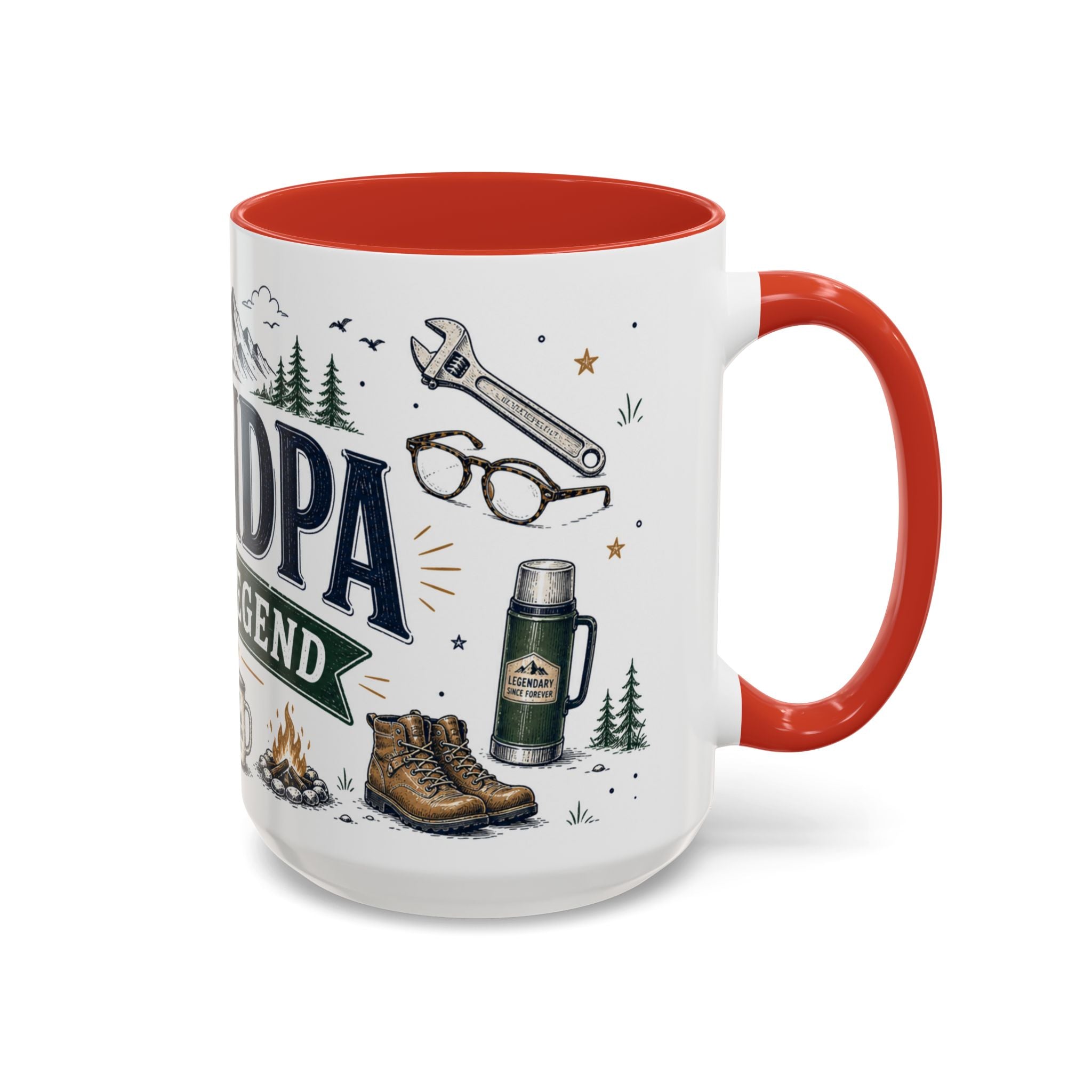 Grandpa The Legend Coffee Mug | Gift From Grandkids | Accent Color Ceramic 11oz 15oz