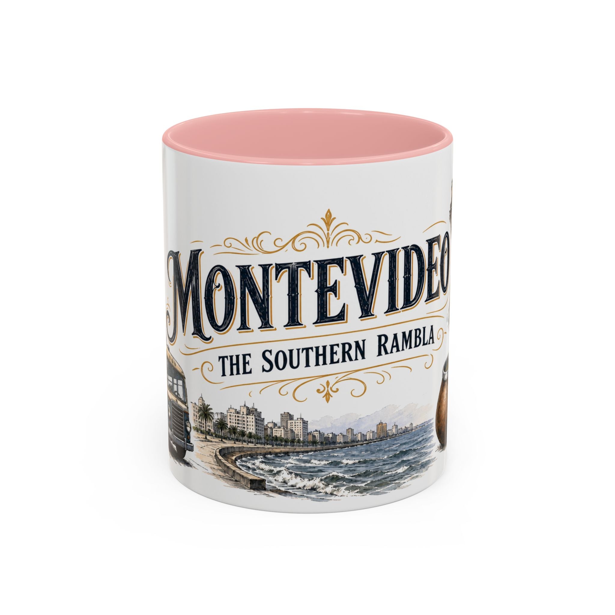 Montevideo Coffee Mug | Uruguay Travel Souvenir | Vintage Illustrated City Gift | 11 oz 15 oz Accent Mug