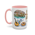 Coimbra Illustrated Travel Mug | City Souvenir Accent Coffee Mug | 11oz 15oz Ceramic Cup