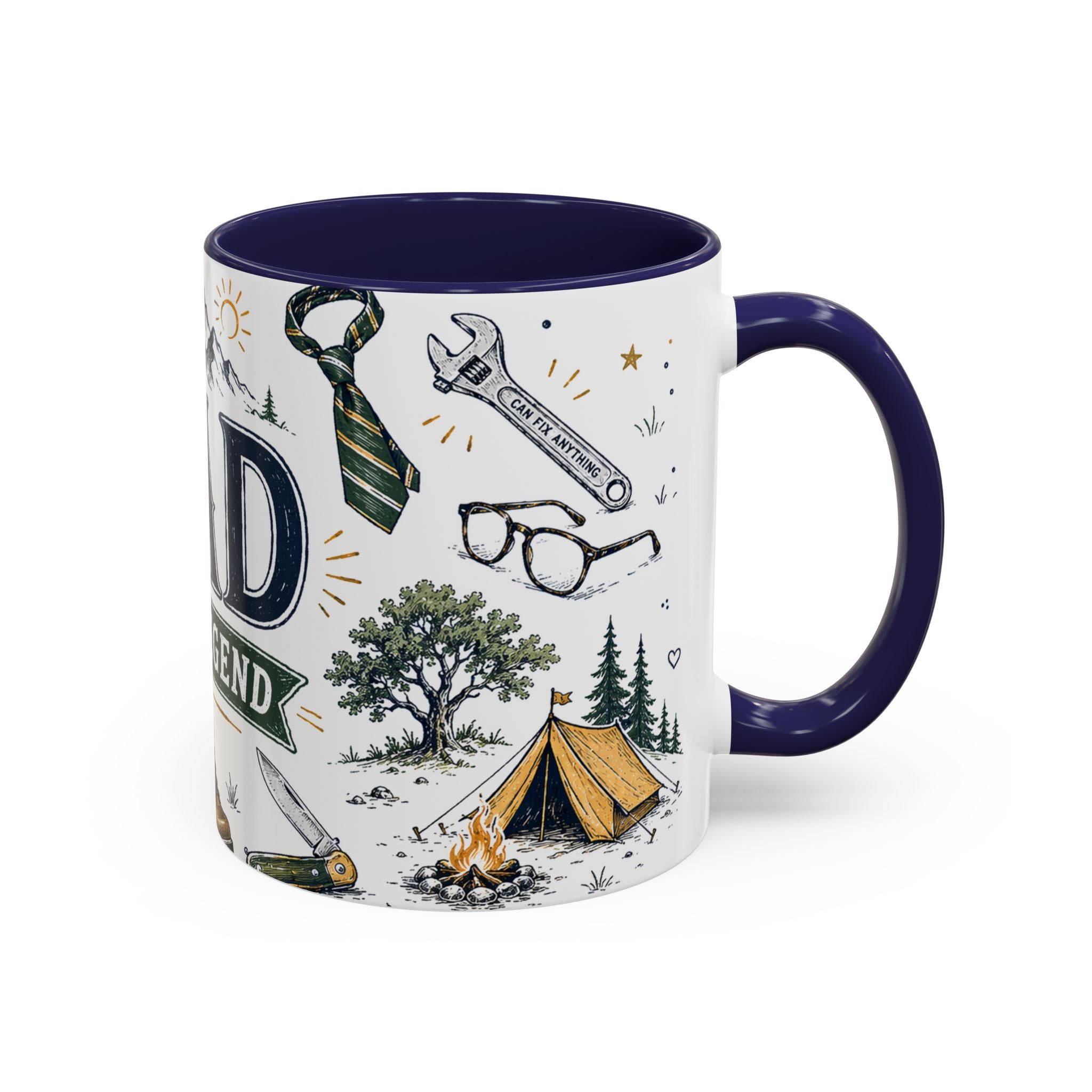 Dad The Legend Coffee Mug | Father's Day Gift for Dad | Accent Color Ceramic 11oz 15oz