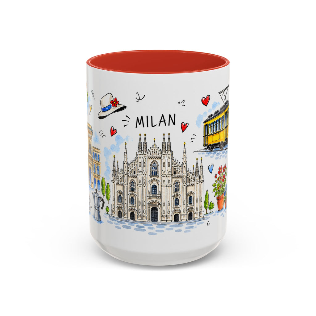Milan Travel Mug | European City Souvenir Accent Coffee Mug | 11oz 15oz Ceramic Cup