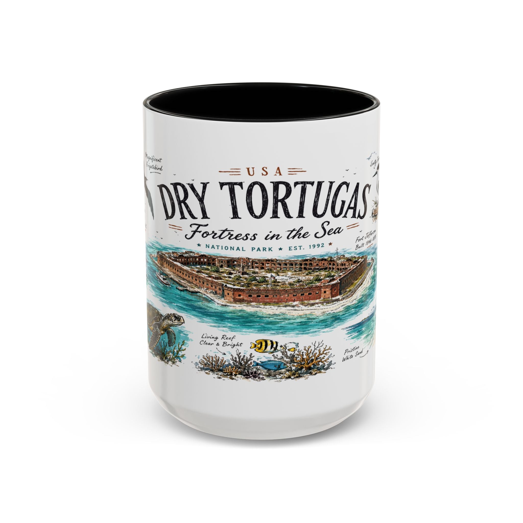 Dry Tortugas National Park Coffee Mug | Florida Island Fort Snorkeling Gift | Accent Color Ceramic 11oz 15oz