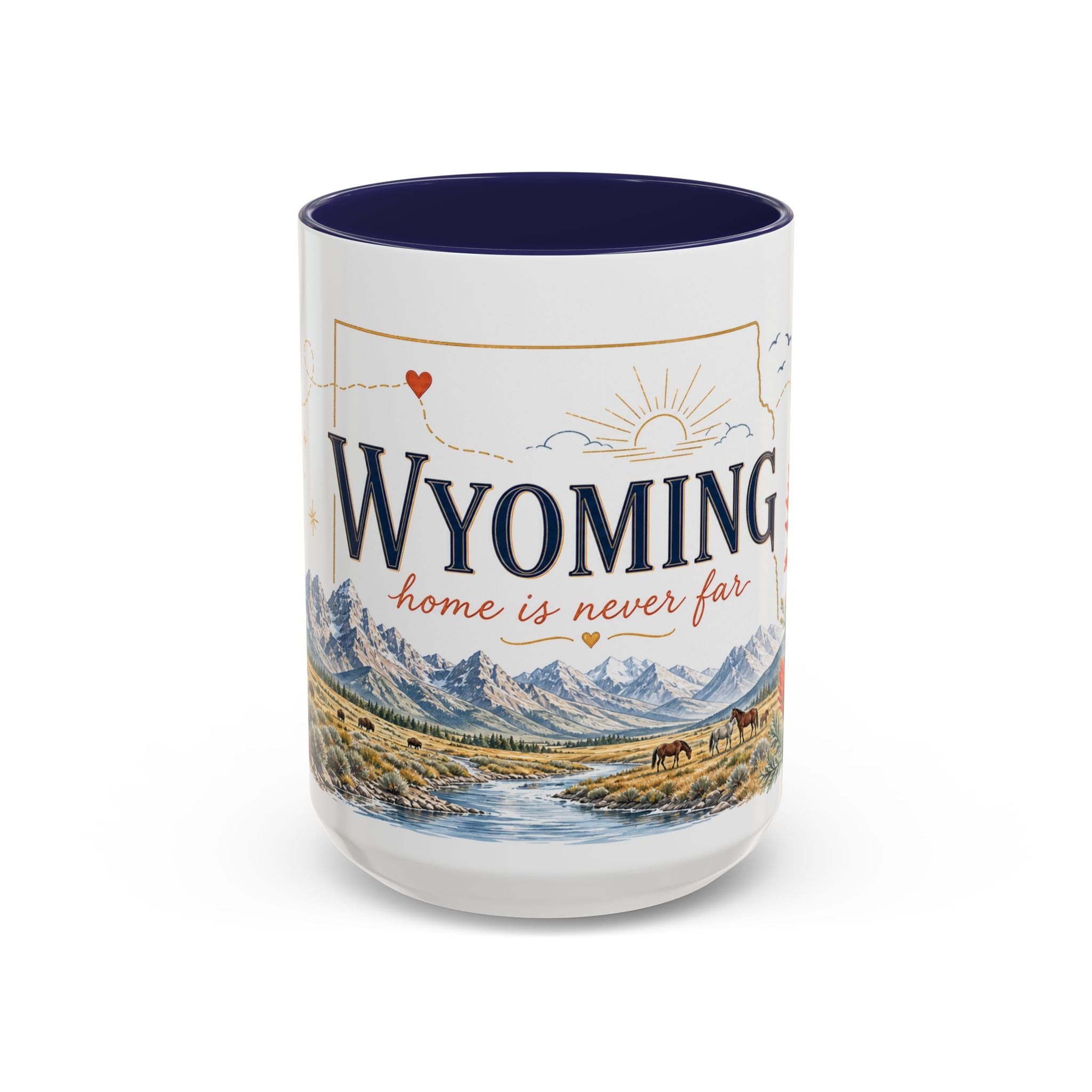 Wyoming Home State Mug | Moving Away Gift | Long Distance Friendship Coffee Cup | 11oz 15oz Accent Mug