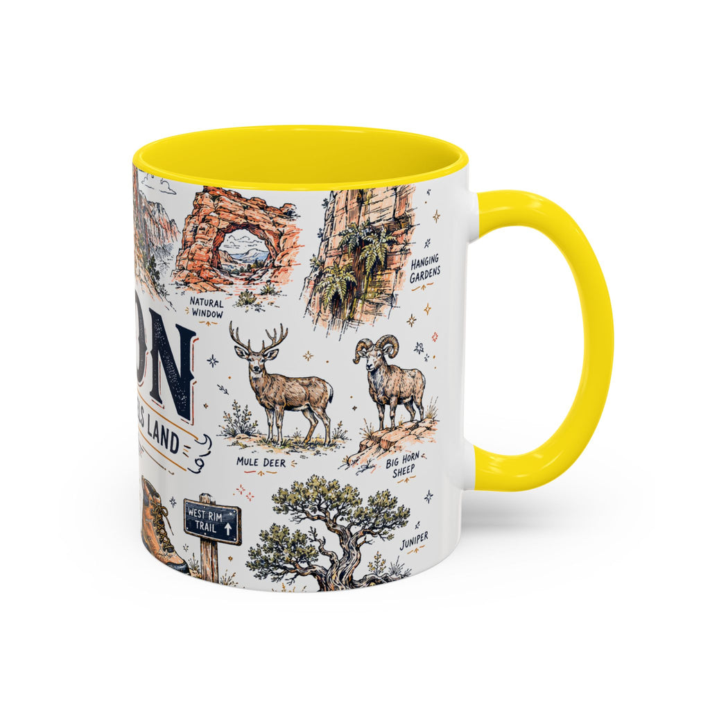 Zion National Park Coffee Mug | Hiking Camping Nature Gift | Accent Color Ceramic 11oz 15oz
