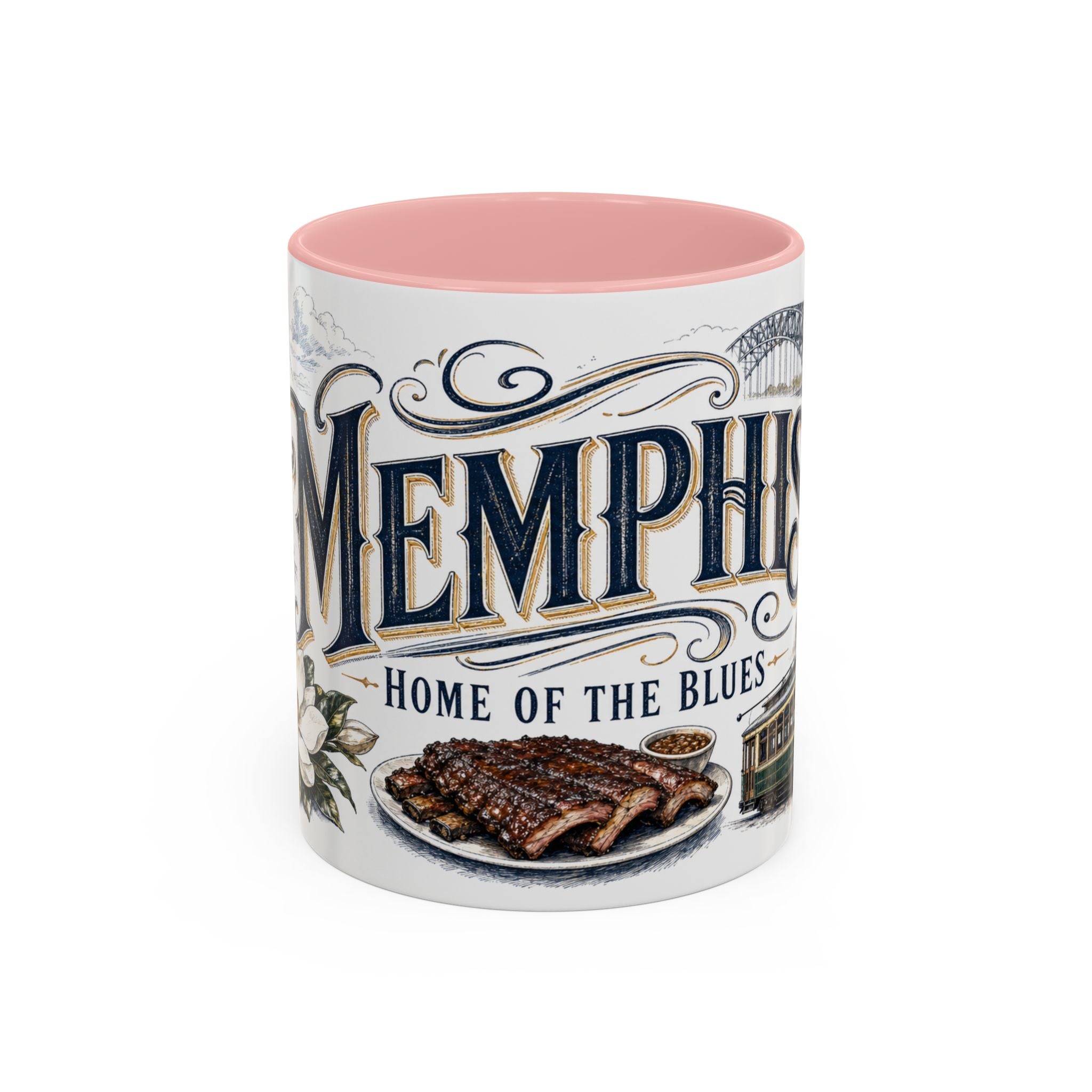 Memphis Coffee Mug | United States Travel Souvenir | Vintage Illustrated City Gift | 11 oz 15 oz Accent Mug