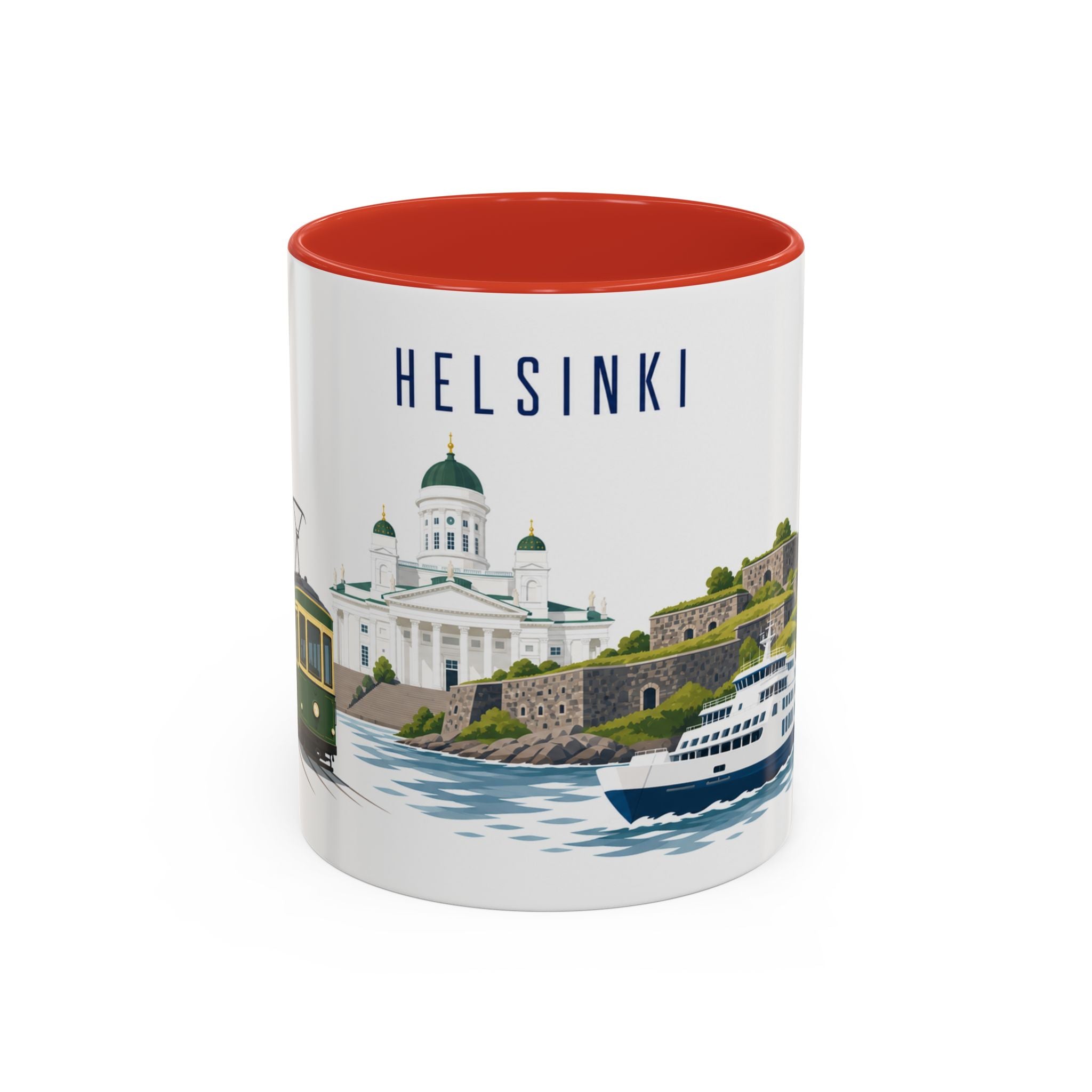 Helsinki Coffee Mug | Finland Travel Souvenir | Porcelain Decal City Gift | 11oz 15oz Accent Mug