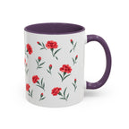 Ohio Scarlet Carnation Mug, State Flower Floral Coffee Cup, 11oz Botanical Gift