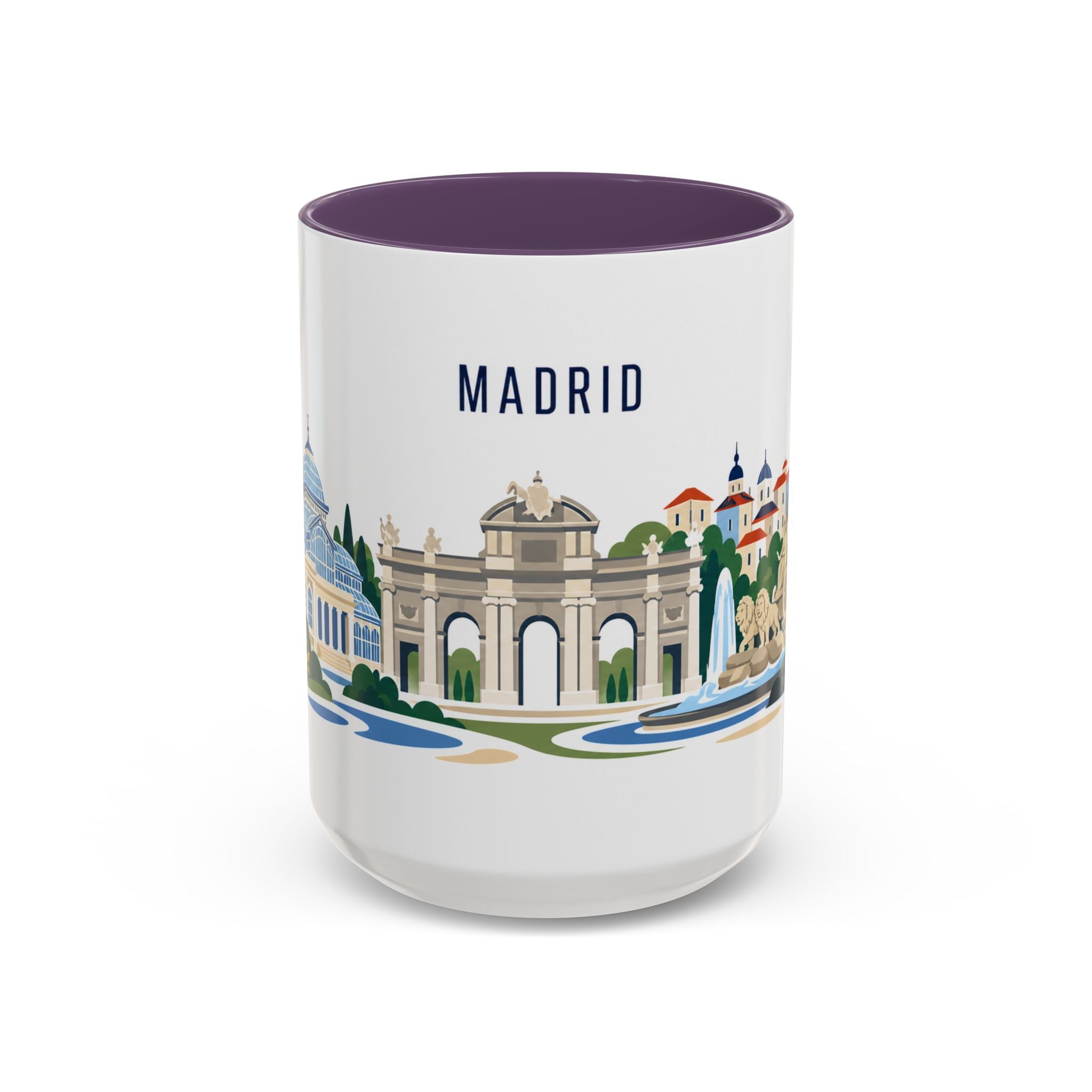 Madrid Coffee Mug | Spain Travel Souvenir | Porcelain Decal City Gift | 11oz 15oz Accent Mug