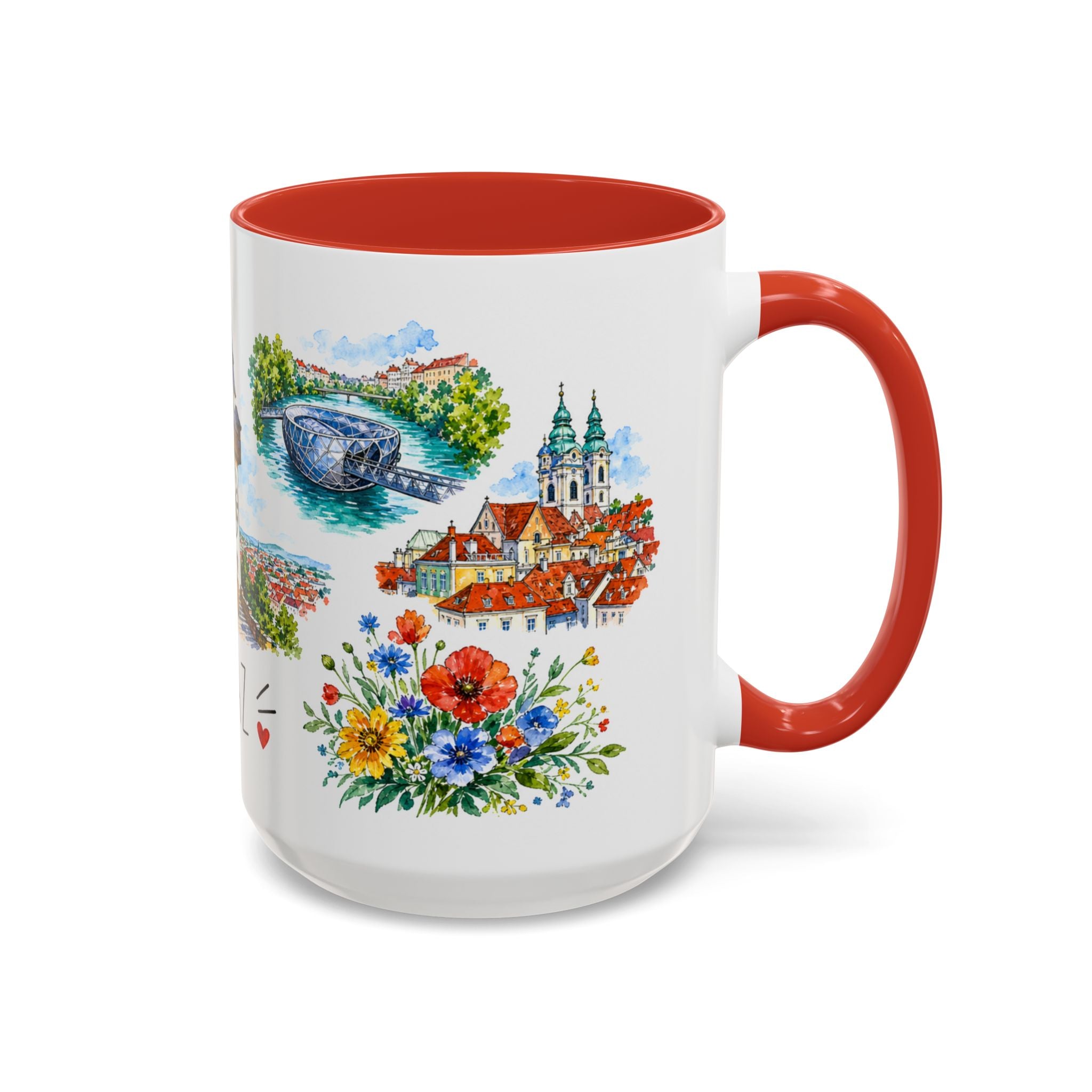 Graz Illustrated Travel Mug | City Souvenir Accent Coffee Mug | 11oz 15oz Ceramic Cup