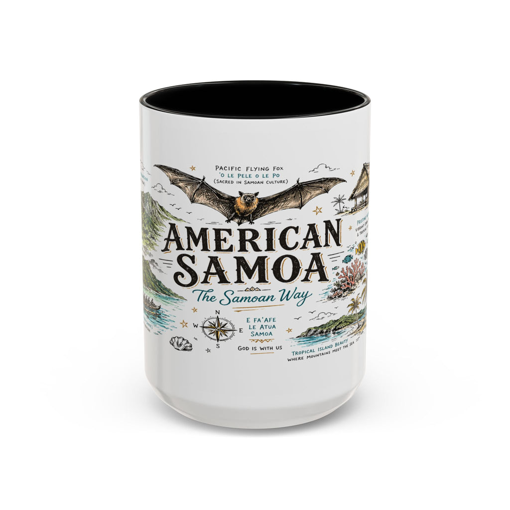 American Samoa National Park Coffee Mug | Pacific Island Rainforest Reef Gift | Accent Color Ceramic 11oz 15oz