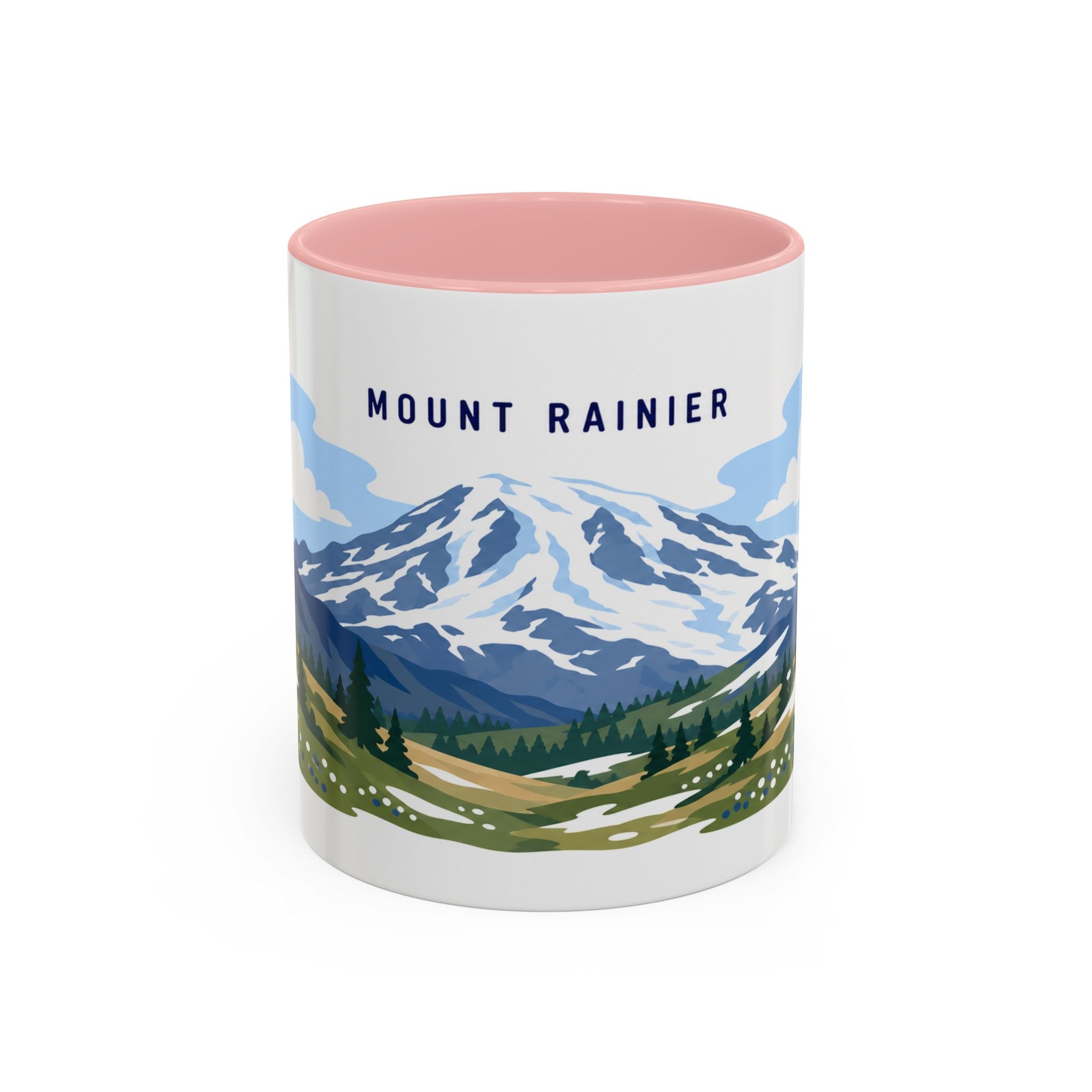 Mount Rainier National Park Coffee Mug | Solid Color Block Park Souvenir | 11oz 15oz Accent Mug
