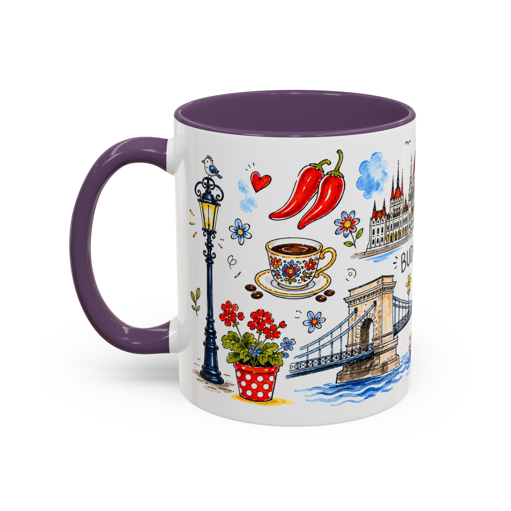 Budapest Travel Mug | European City Souvenir Accent Coffee Mug | 11oz 15oz Ceramic Cup