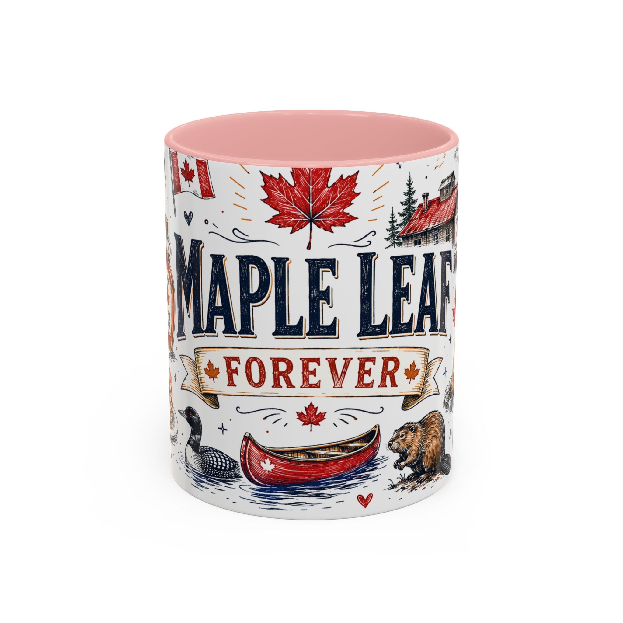 Maple Leaf Forever Coffee Mug | Canadian Pride Gift | Accent Color Ceramic 11oz 15oz