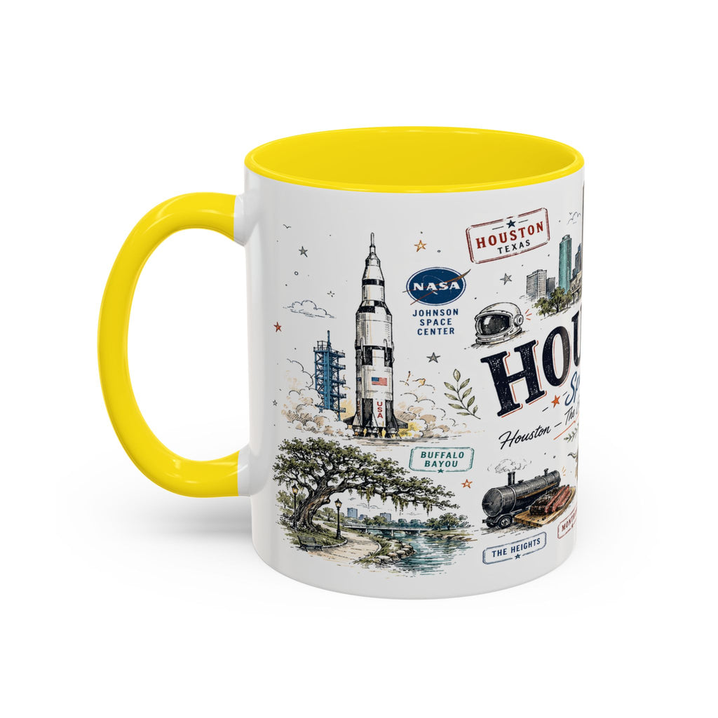 Houston Coffee Mug | Texas Souvenir City Gift | Accent Color Ceramic 11oz 15oz
