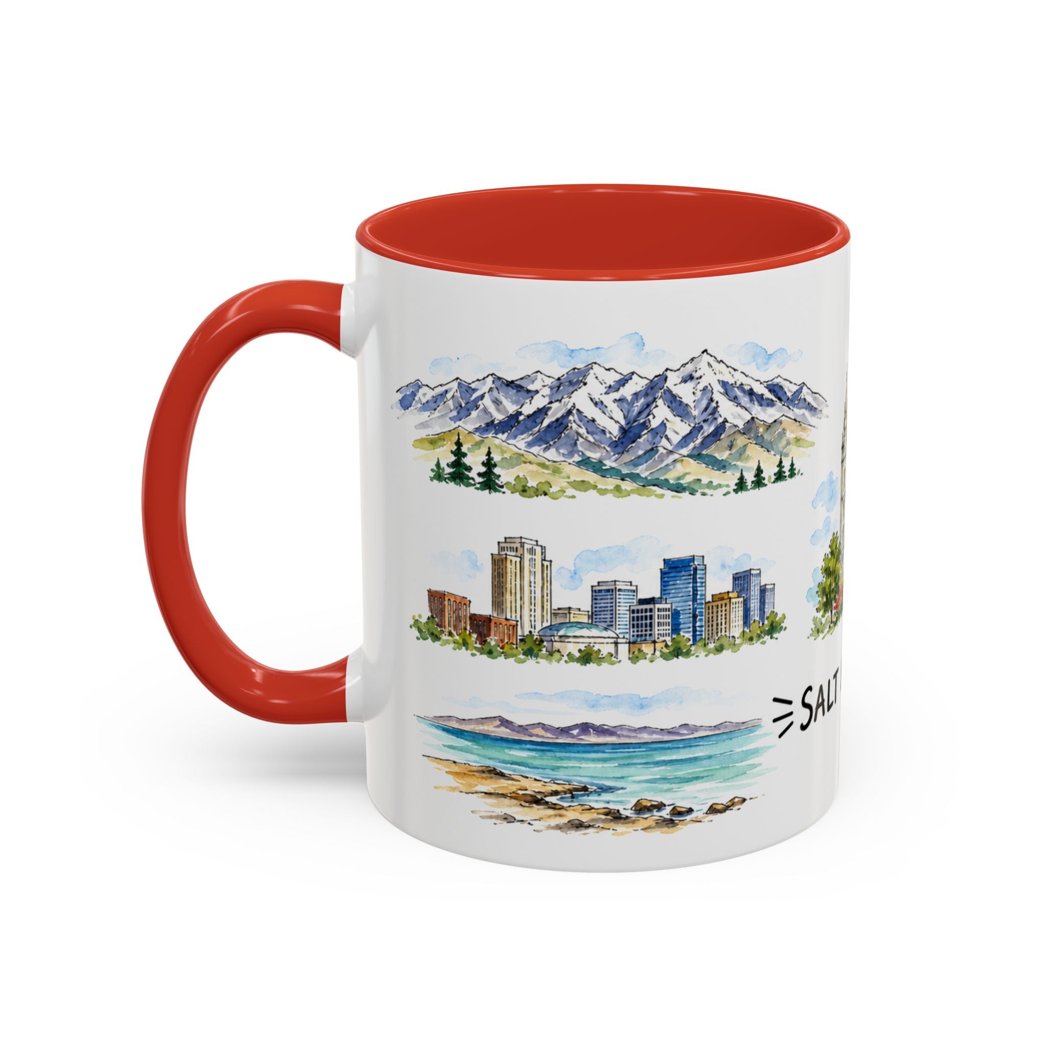 Salt Lake City Illustrated Travel Mug | City Souvenir Accent Coffee Mug | 11oz 15oz Ceramic Cup