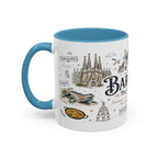 Barcelona Coffee Mug | Spain Souvenir Travel Gift | Accent Color Ceramic 11oz 15oz