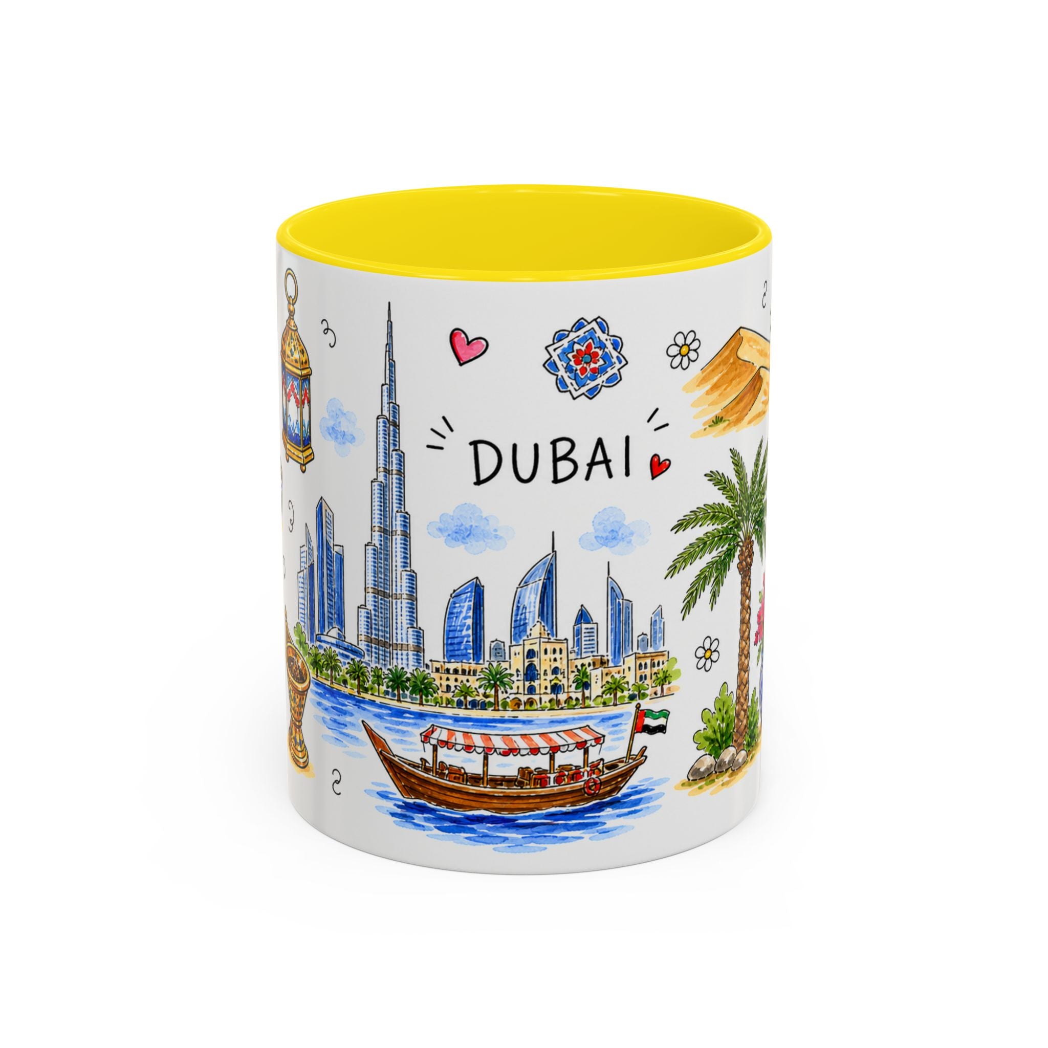 Dubai Illustrated Travel Mug | City Souvenir Accent Coffee Mug | 11oz 15oz Ceramic Cup